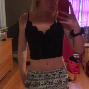 Black lace crop top